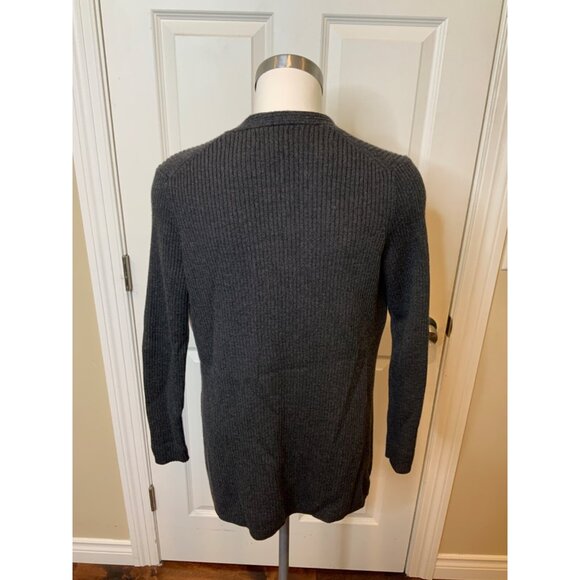 Brooks 346 Gray Rib Knit 100% Merino Wool Open Front Cardigan, Size S - Picture 4 of 5